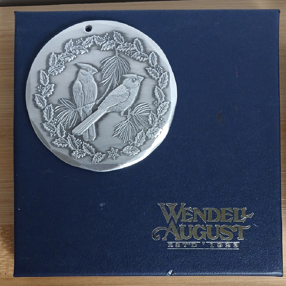 Wendell August Forge 2 Cardinals Christmas Ornamant Aluminum 2003